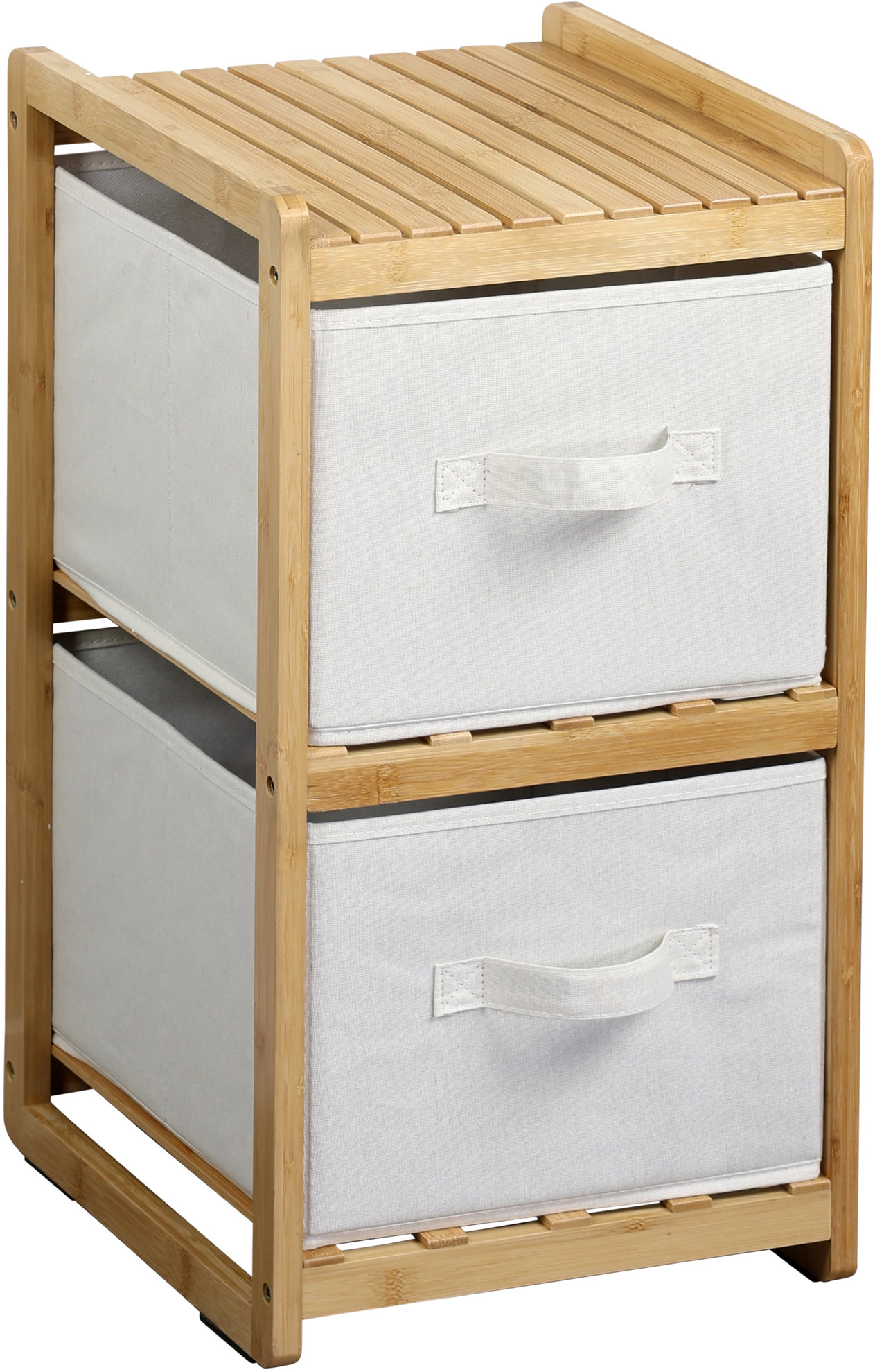 KESPER Bambusový regál s dvoma úložnými boxmi 29,5 × 33,5 × 57 cm