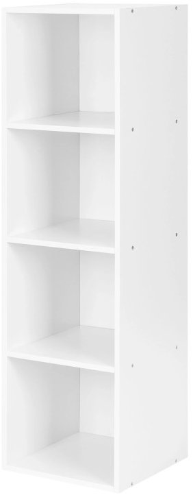 ModernHome KJZ2173 Policový regál, 4 police, MDF, biely