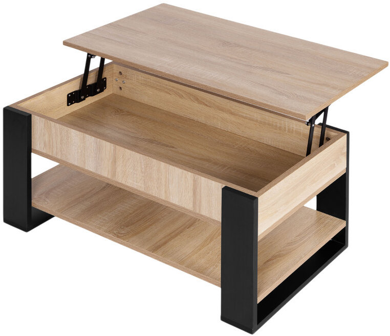 ModernHome TH-MST-16-1 Konferenčný stolík s výklopnou doskou 90 cm, úložný priestor, dub sonoma