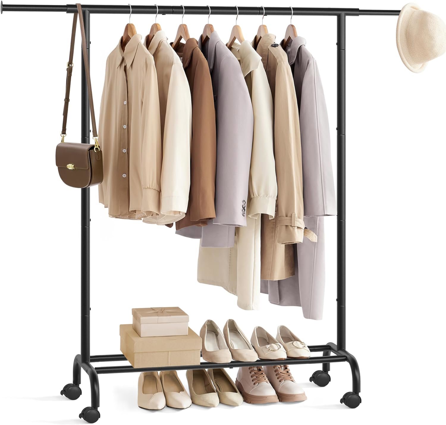 Songmics Merino Pojazdný stojan na oblečenie 83 – 120 cm čierny