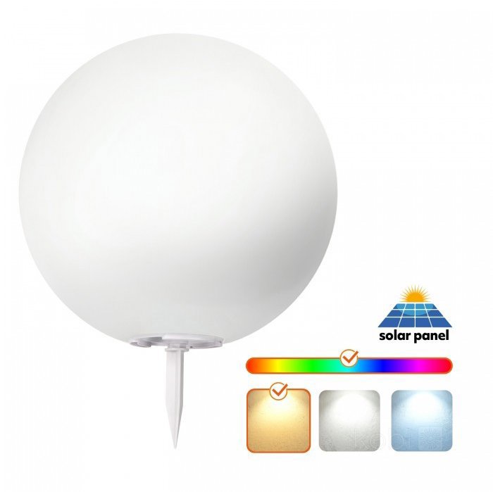 KOBI Light Solárna LED záhradná guľa 40 cm RGB 3000K