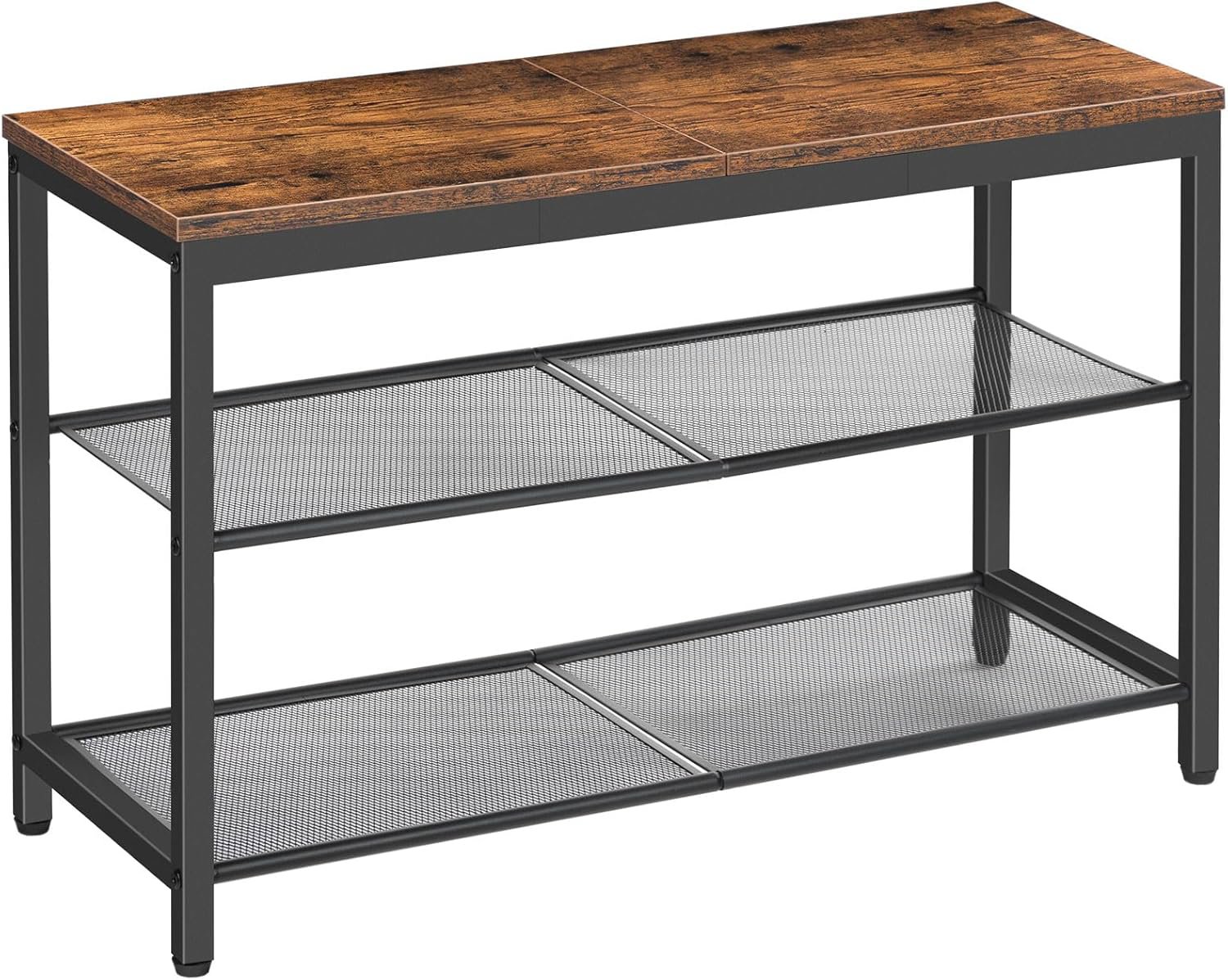 Vasagle Botník s lavicí Arvel 75 cm, černo-hnědý