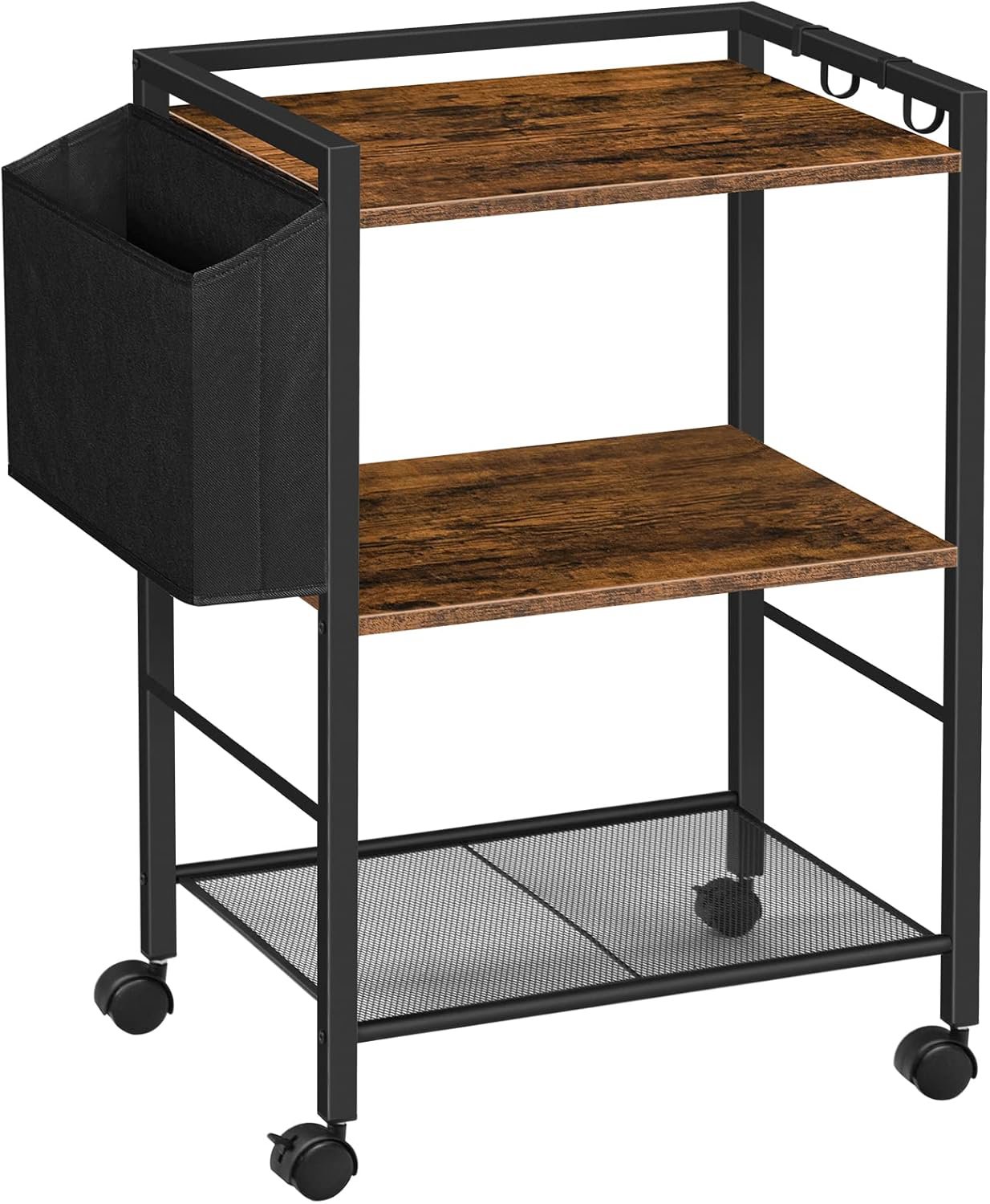 Songmics a Vasagle Pojízdný kancelářský regál Celest 52 cm, hnědo-černý