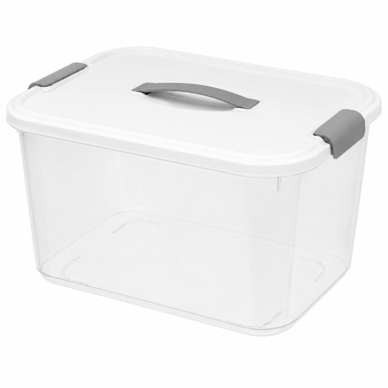Verk 27661 Úložný box s víkem a klipy 20 l, bílý