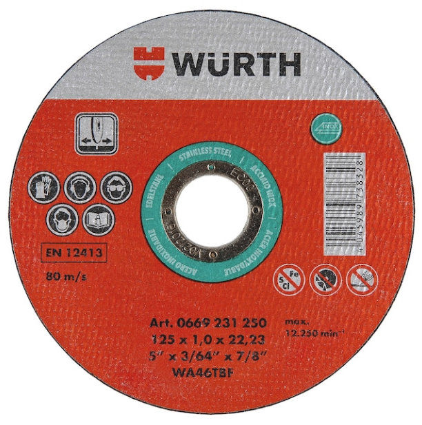 WÜRTH Rezný kotúč 125 × 22,2 × 1 mm