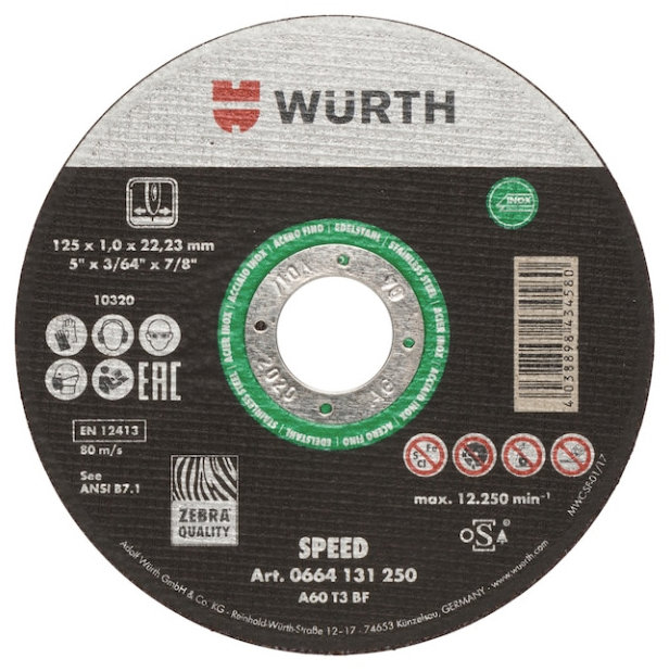 WÜRTH Rezný kotúč Speed Plus 125 × 22,2 × 1,6 mm