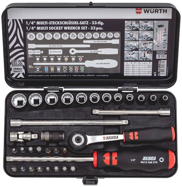 WÜRTH Súprava multi nástrčných kľúčov 1/4", 33 ks