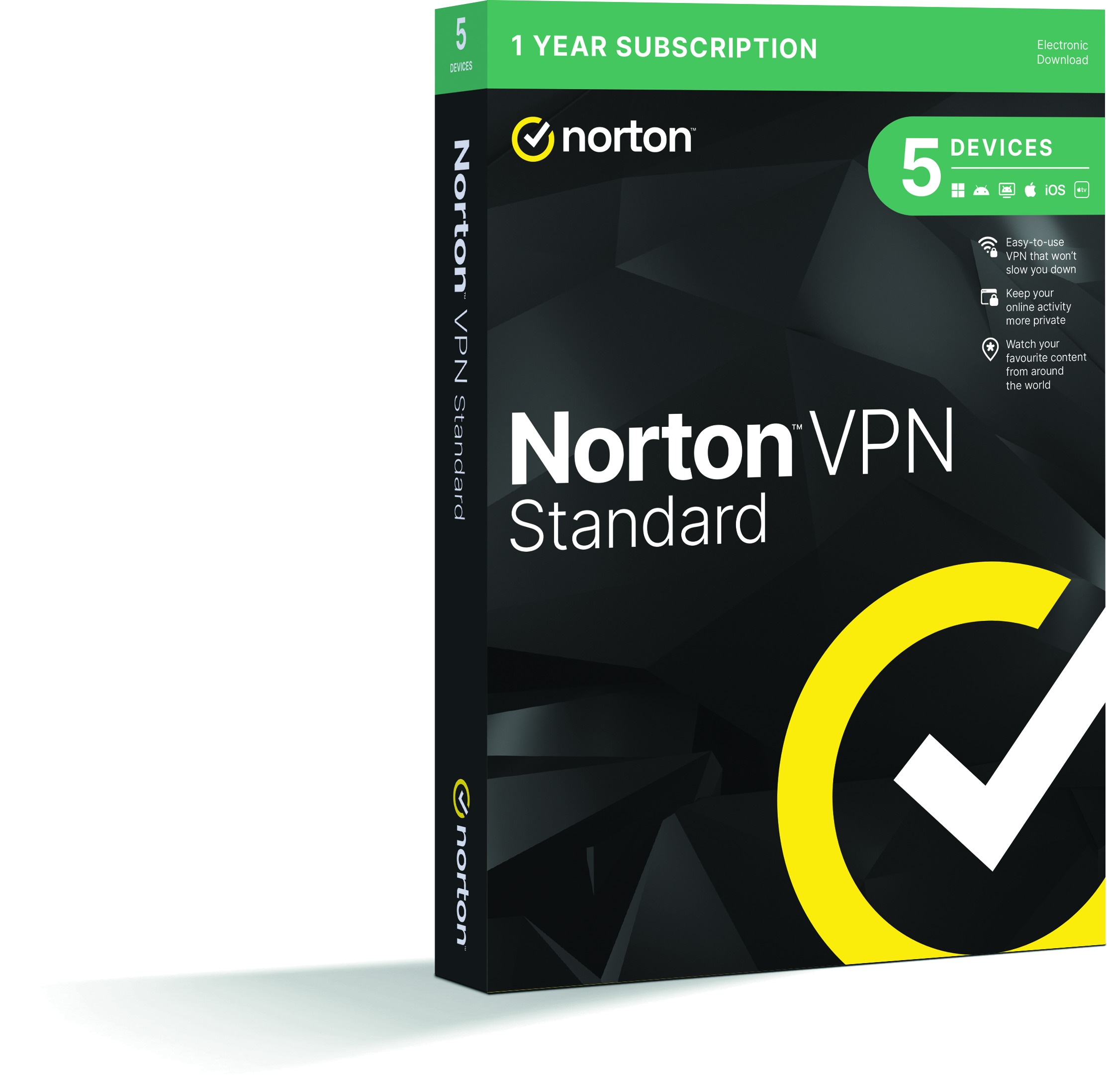 Norton Secure VPN, 1 uživatel, 5 zařízení, 12 měsíců (elektronická licence)