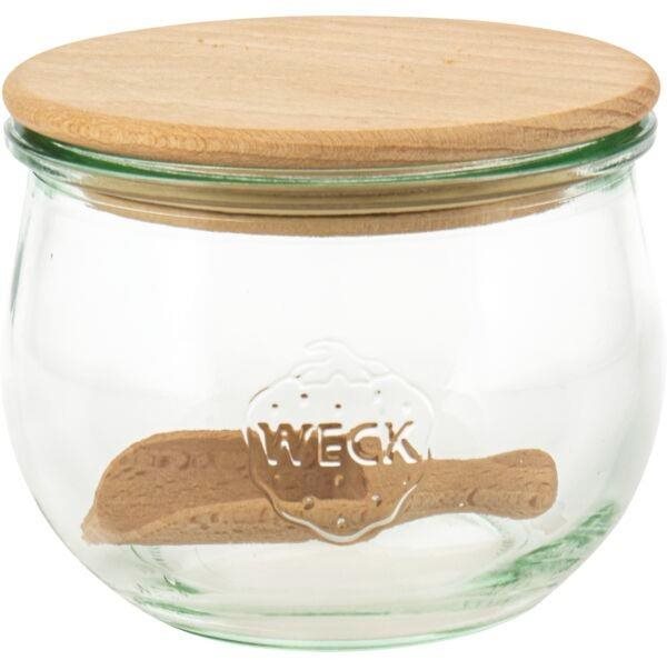 Weck Dóza na potraviny s drevenou lopatkou 0,5 l okrúhla