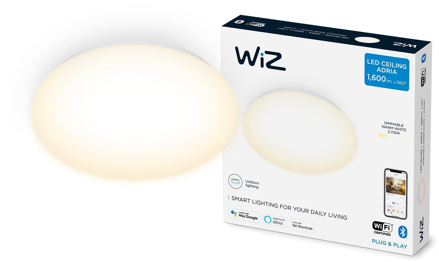WiZ Dimmable Adria stropné svietidlo 17 W teplá biela