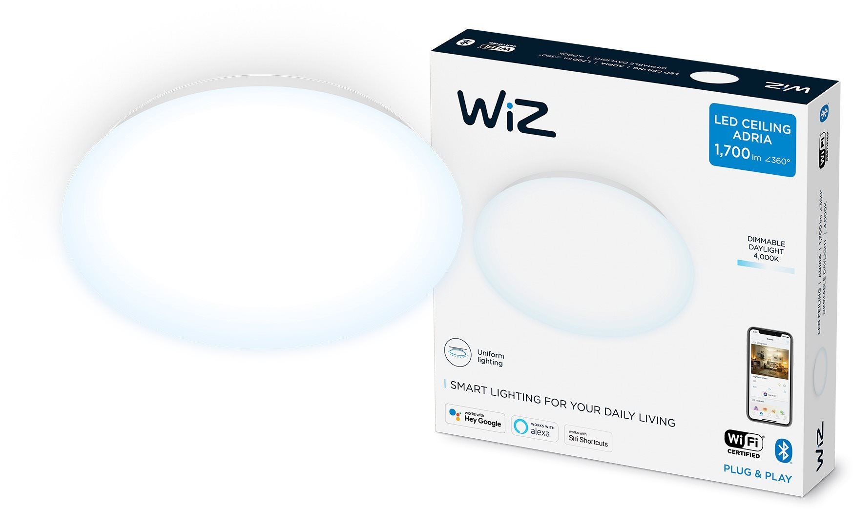 WiZ Dimmable Adria stropné svietidlo 17 W studená biela