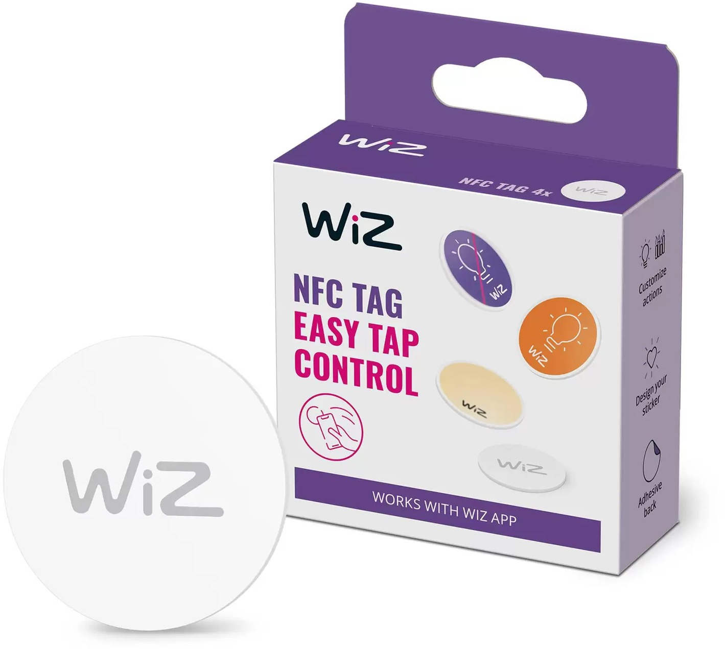 WiZ – NFC Samolepiaci tag na ovládanie osvetlenia 4 ks