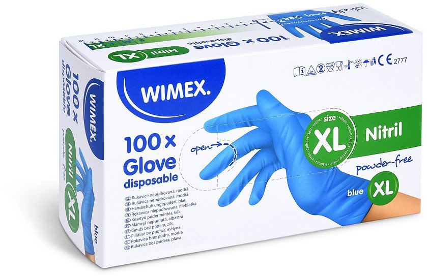 Wimex Rukavice nitrilové modré bezpúdrové `XL` - 100 ks