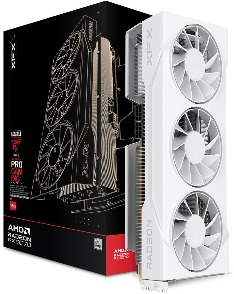 XFX Swift AMD Radeon RX 9070 OC White 16G 90 mm Fan