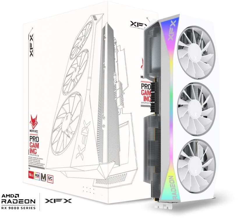 XFX Mercury AMD Radeon RX 9070 XT OC White Magnetic Air 16G