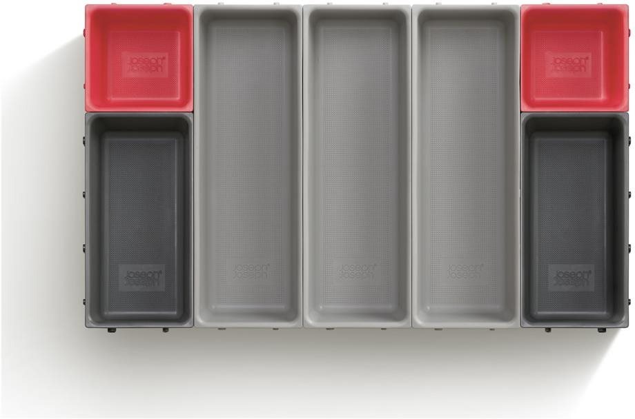 JOSEPH JOSEPH Duo Blox 7 851675 Variabilný organizér do zásuvky sivý/červený