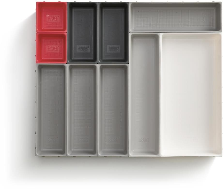 JOSEPH JOSEPH Duo Blox 10 851676 Variabilný organizér do zásuvky sivý/červený