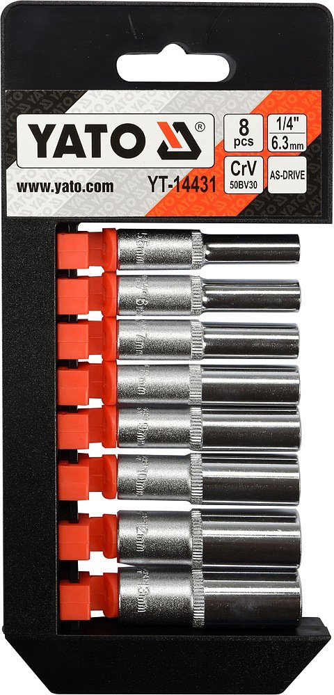 YATO – Sada nadstavcov 1/4" šetihranné 8 ks 5,5-13 mm YT-14431