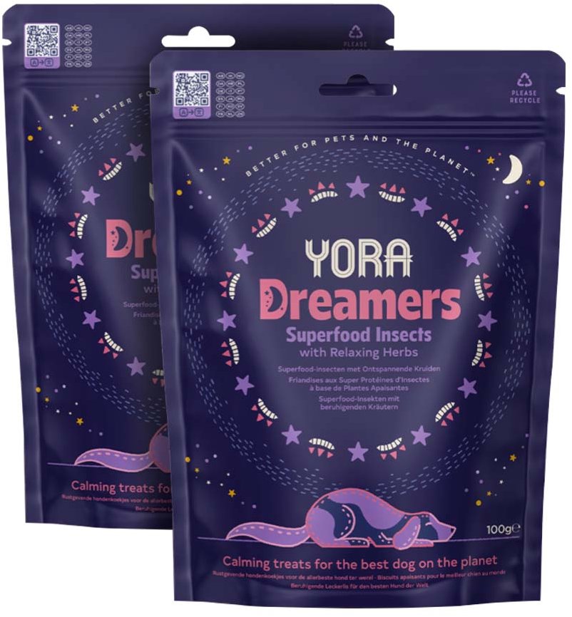 YORA Dreamers pamlsky z hmyzu s bylinkami 2 × 100 g