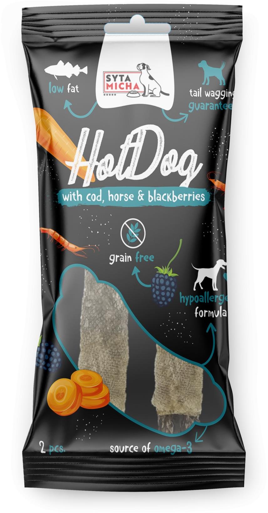 Syta micha – Konské mäso s ostružinami v koži z tresky 2 ks