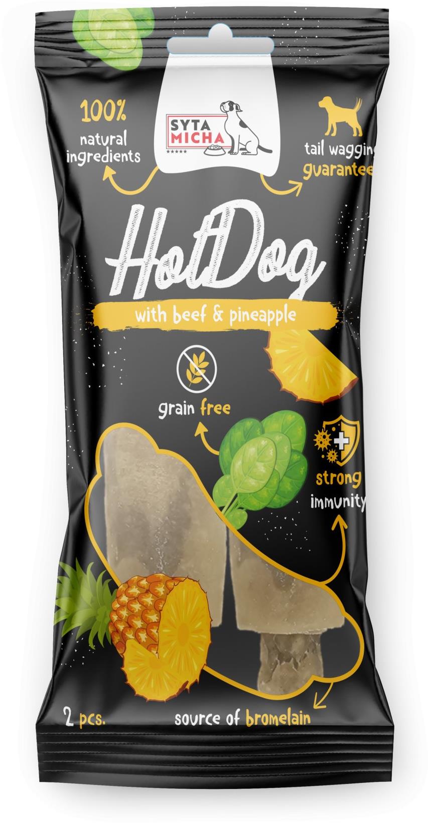 Syta micha – Hotdog Hovädzí s ananásom 2 ks