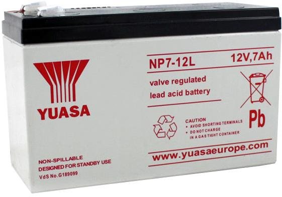 YUASA 12V 7Ah bezúdržbová olovená batéria NP7-12L, faston 6,3 mm