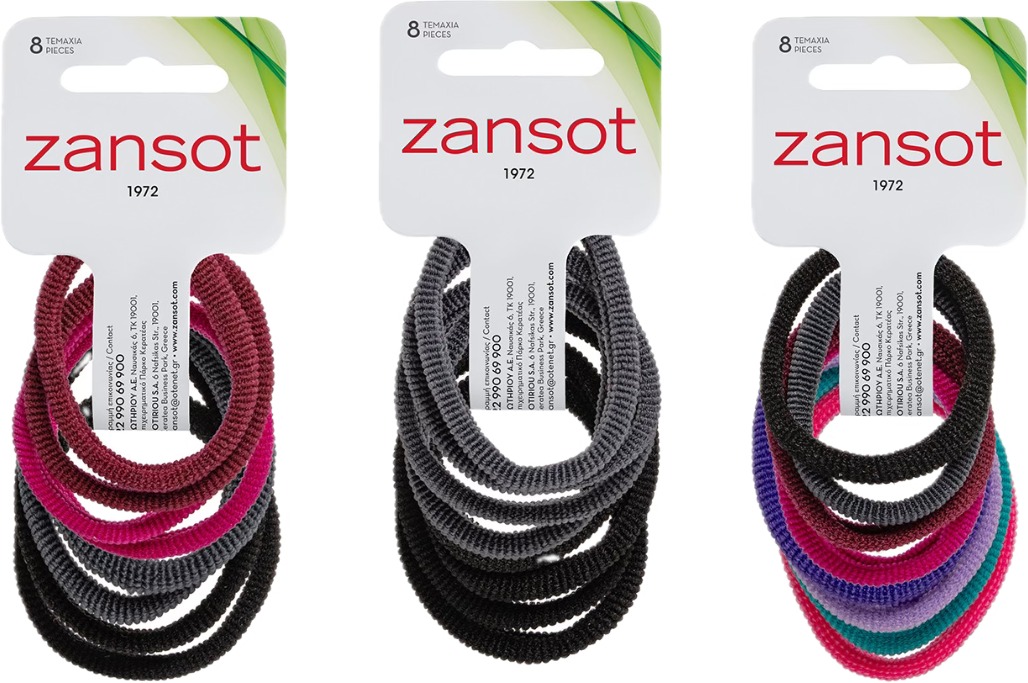 Zansot 3× elastické gumičky do vlasov, tkanina 8 ks viacfarebné 2