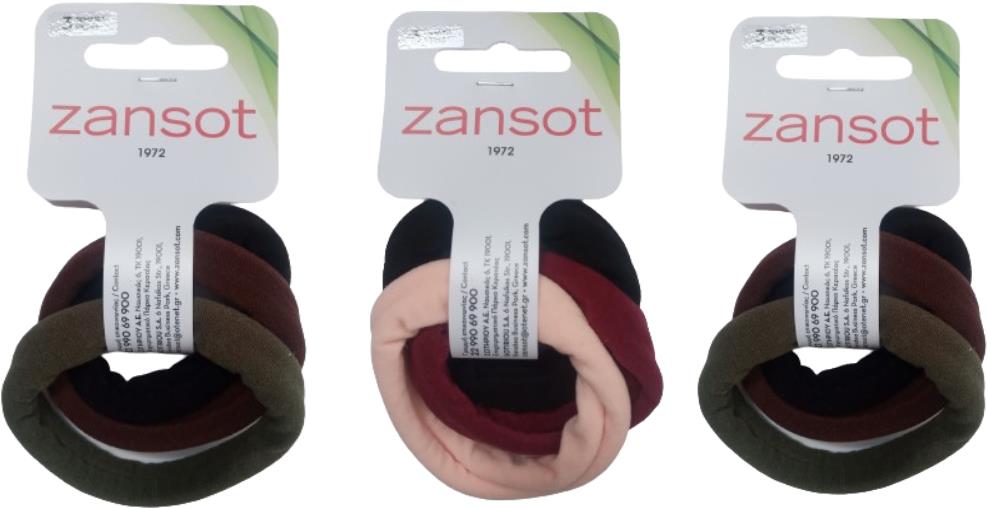 Zansot 3× elastická vlasová gumička veľká, jemná tkanina 3 ks