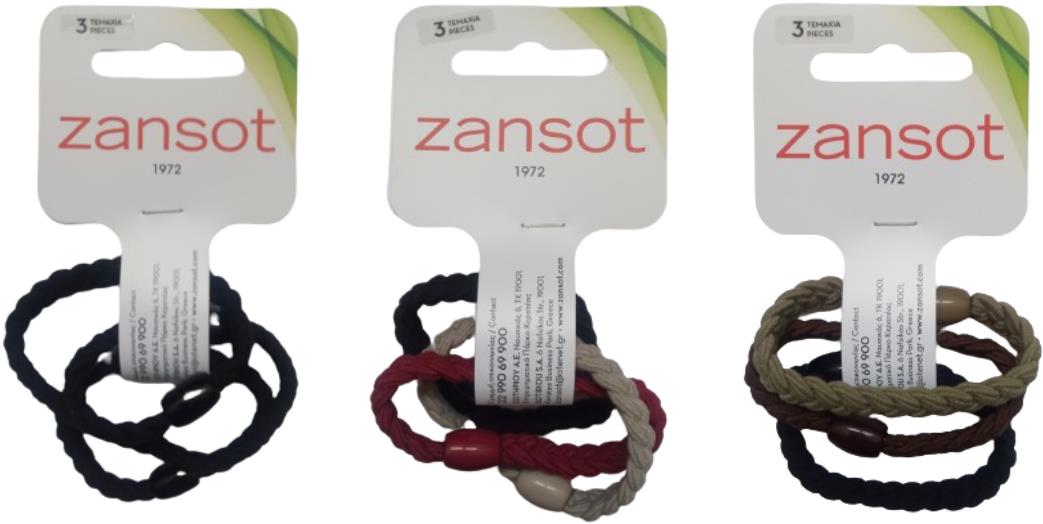 Zansot 3× pletené elastické gumičky do vlasov 3 ks