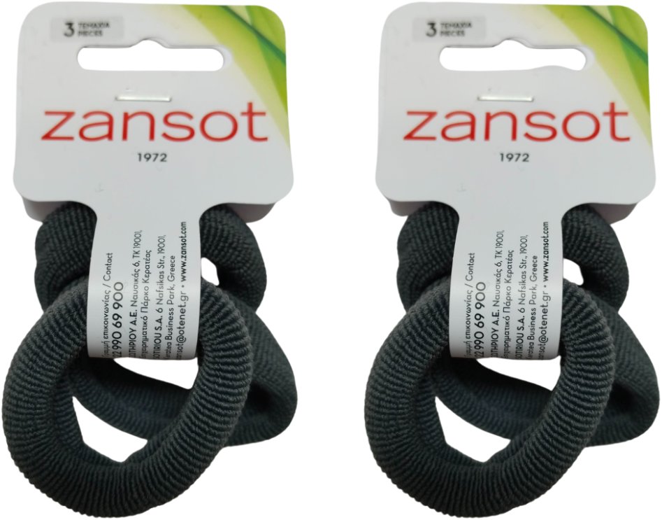 ZANSOT 2× Elastické gumičky do vlasov, tkanina, sivé, 3 ks