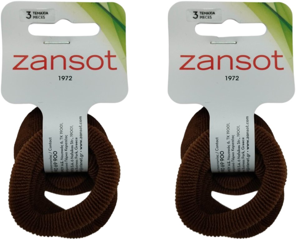 ZANSOT 2× Elastické gumičky do vlasov, tkanina, hnedé, 3 ks
