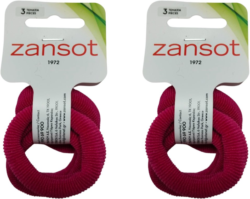 ZANSOT 2× Elastické gumičky do vlasov, tkanina, červené, 3 ks
