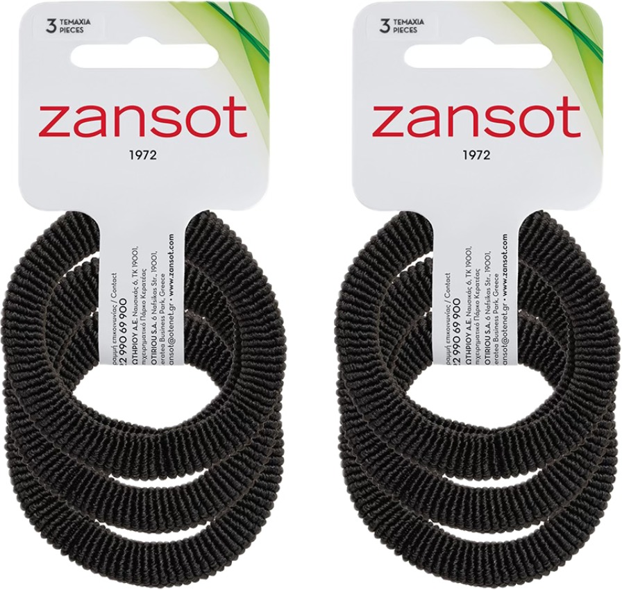 ZANSOT 2× Elastické gumičky do vlasov, tkanina, čierne, 3 ks