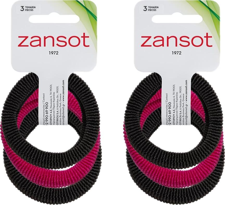 ZANSOT 2× Elastické gumičky do vlasov, tkanina, čierne + červené, 3 ks