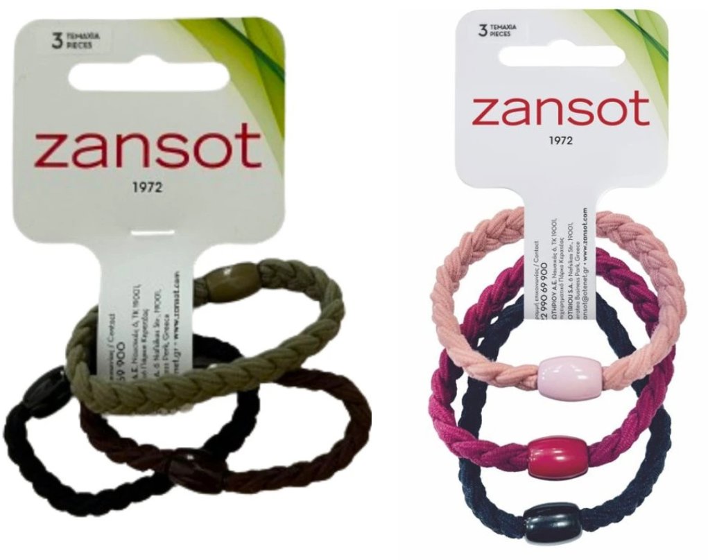 ZANSOT 2× Pletené elastické gumičky do vlasov, viacfarebné, 3 ks