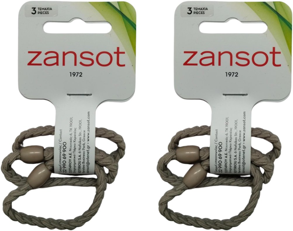 ZANSOT 2× Pletené elastické gumičky do vlasov, sivé, 3 ks