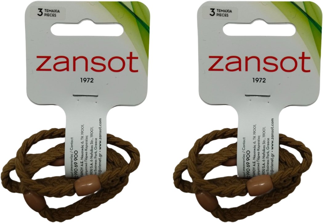 ZANSOT 2× Pletené elastické gumičky do vlasov, hnedé, 3 ks