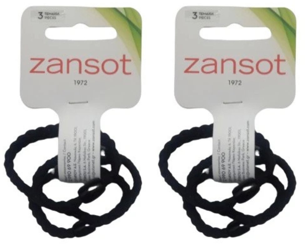 ZANSOT 2× Pletené elastické gumičky do vlasov, čierne, 3 ks