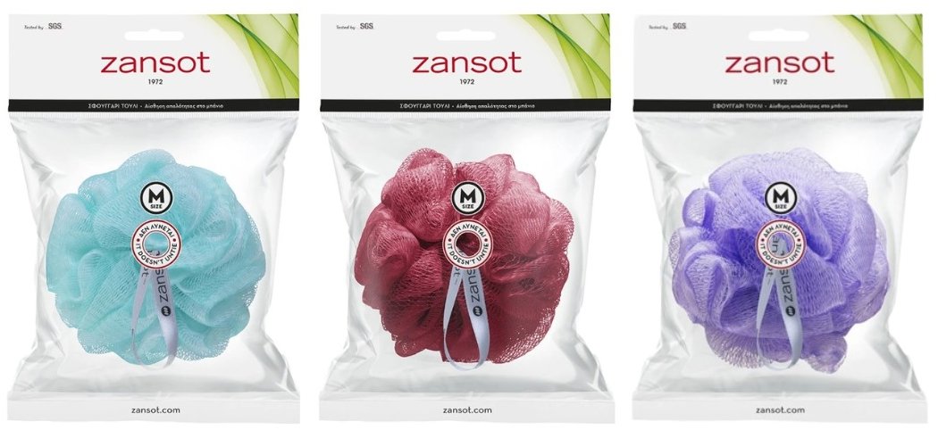 Zansot 3× Stredne veľká sieťovaná špongia, viacfarebná 1