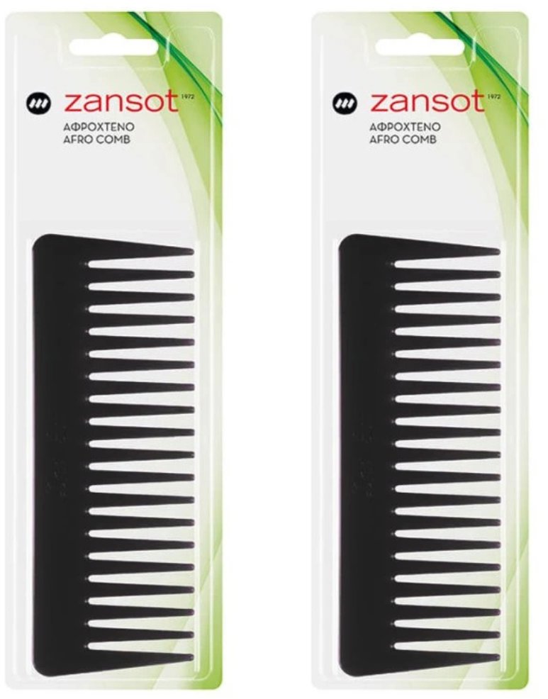 ZANSOT 2× Veľký Afro hrebeň 16 cm čierny