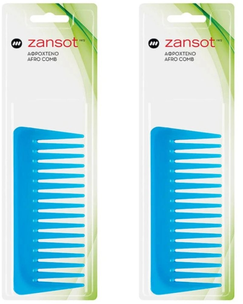 ZANSOT 2× Malý Afro hrebeň 14 cm modrý