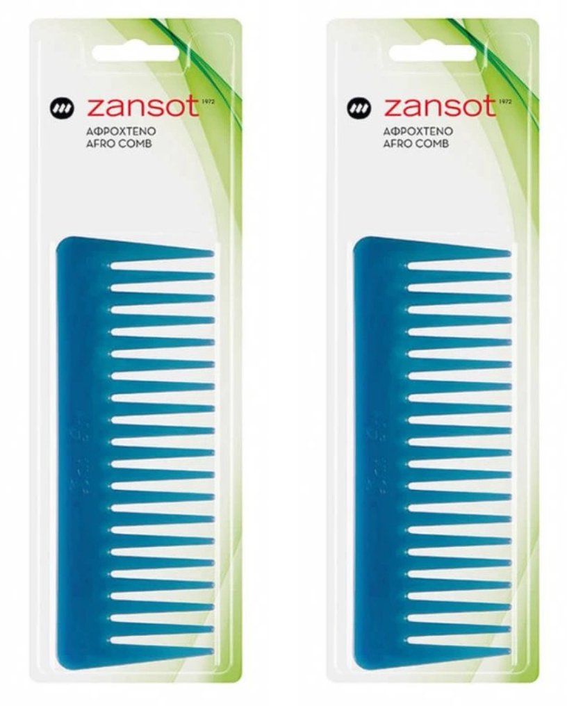 ZANSOT 2× Veľký Afro hrebeň 16 cm modrý