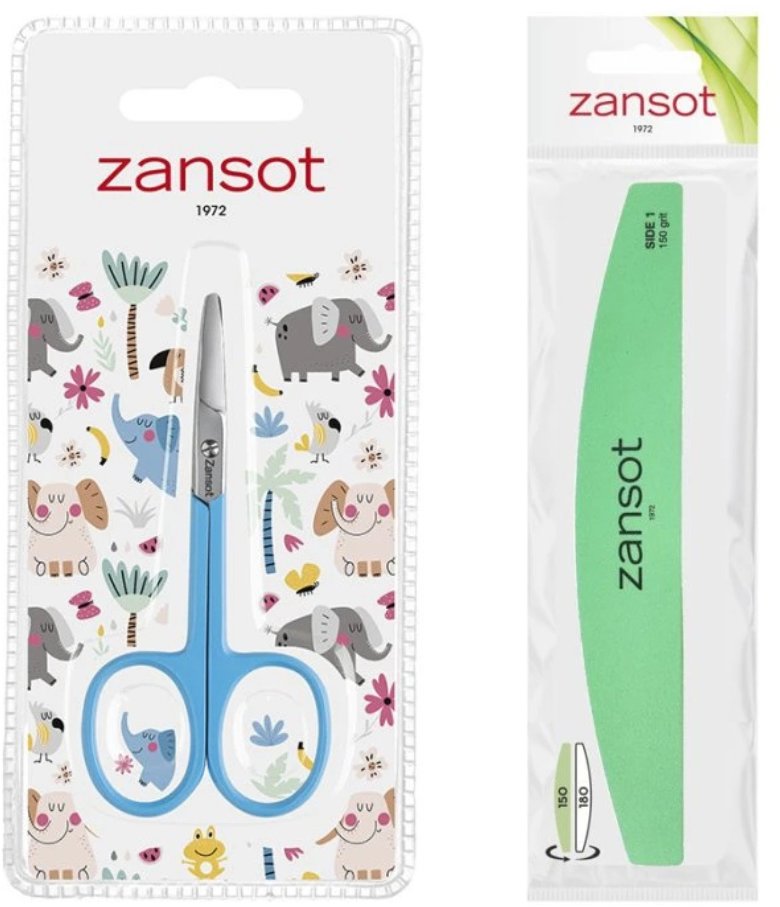 Zansot Dvojstranný pilník + nožnice na nechty pre deti, modré