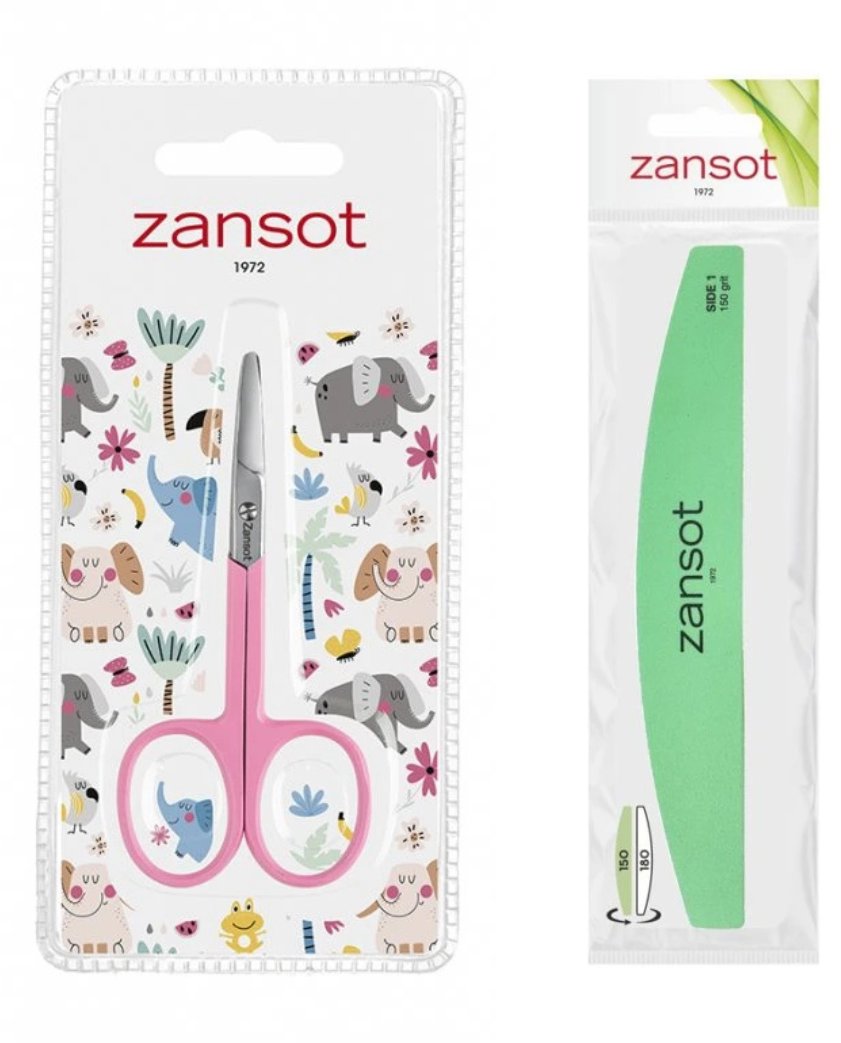 Zansot Dvojstranný pilník + nožnice na nechty pre deti, ružové