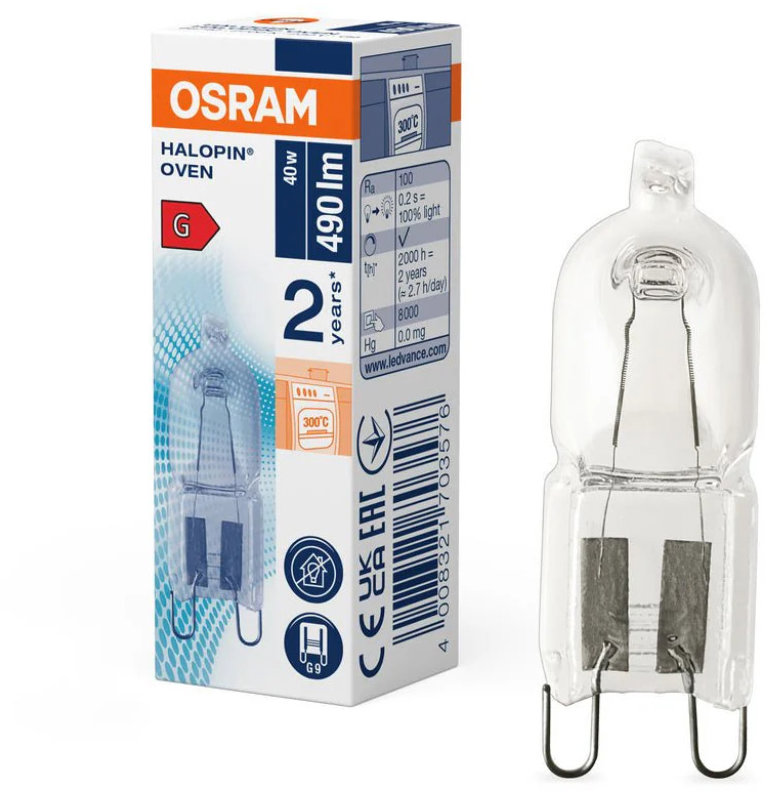 OSRAM 20X1, G9, 40W, 66740 OVEN, 300 °C, číra