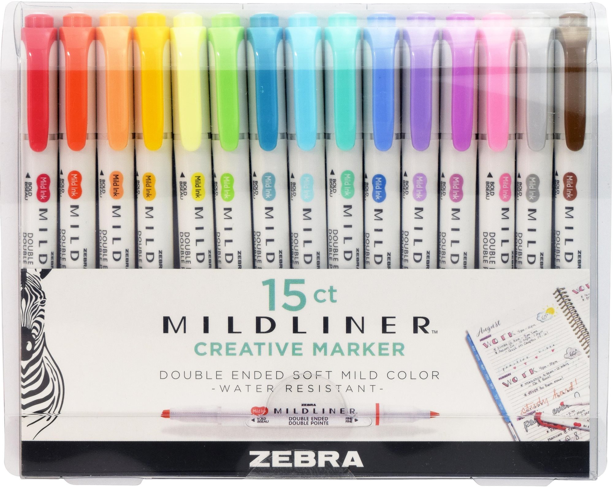 ZEBRA Mildliner obojstranný – sada 15 ks