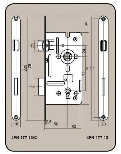 Zámok stavebný 8072/50 K, pravý