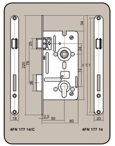 Zámok stavebný 8072/50 V, ľavý