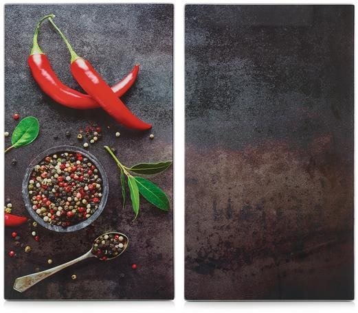 ZELLER Sklenená doska na krájanie 30 × 52 cm 2 ks motív chilli