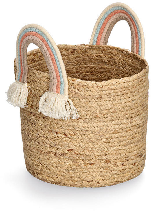 ZELLER Úložný box kulatý motiv Duha bavlna a mořská tráva 30 × 30 cm